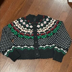 Black and Green Patterned Women's Sweater